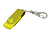 Флешка промо поворотный механизм, с однотонным металлическим клипом, 32 Гб, желтый