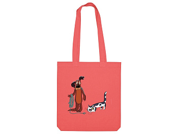 Сумка из плотного хлопка Жил-был Пес, 220 г/м2, коралловый