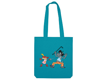 Сумка из плотного хлопка Ну, погоди!, 220 г/м2, бирюзовый 320C NEW