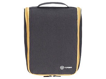 Несессер TORBER, дорожный, чёрный/бежевый, полиэстер 300D, 27 х 22 х 11 см