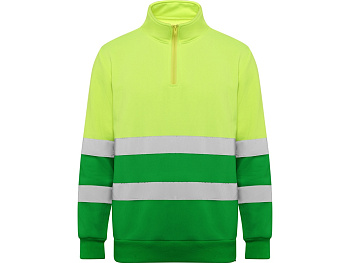 Свитшот ворот на молнии Spica, садовый зеленый/неоновый желтый